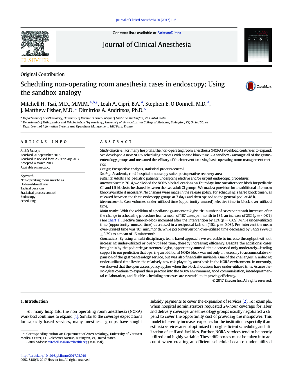 Scheduling non-operating room anesthesia cases in endoscopy: Using the sandbox analogy