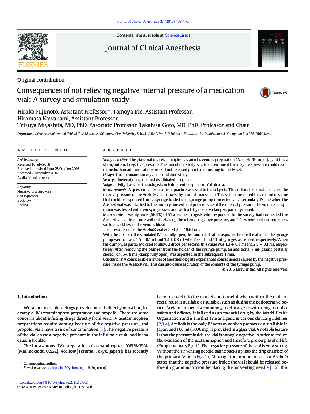 Consequences of not relieving negative internal pressure of a medication vial: A survey and simulation study