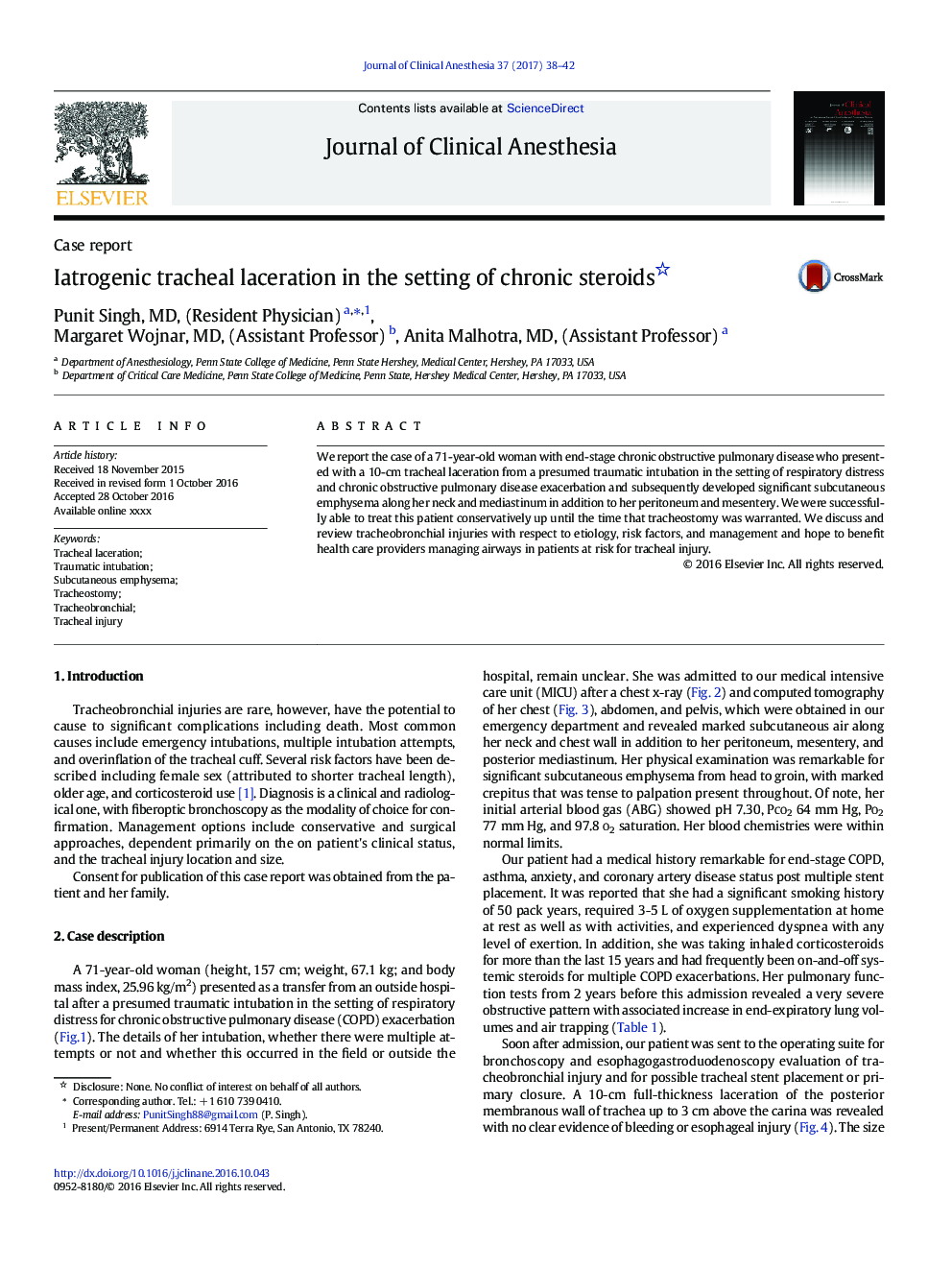 Iatrogenic tracheal laceration in the setting of chronic steroids