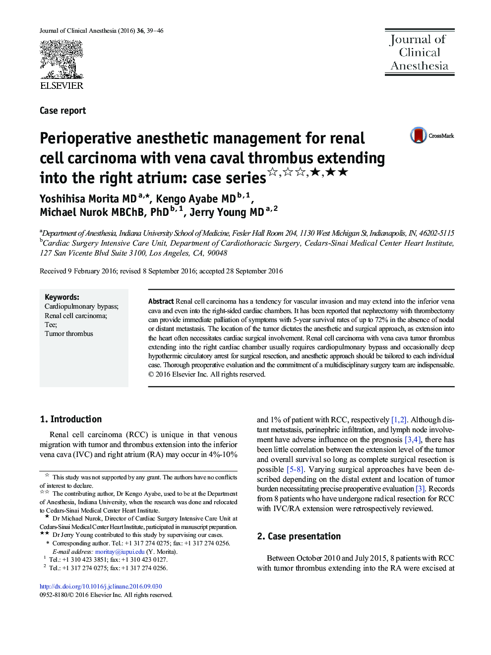 Perioperative anesthetic management for renal cell carcinoma with vena caval thrombus extending into the right atrium: case series