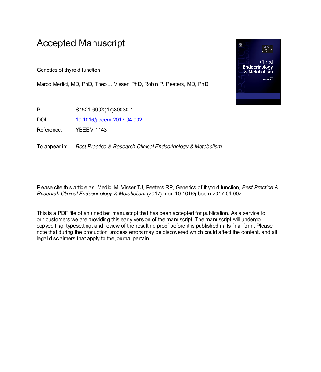 Genetics of thyroid function