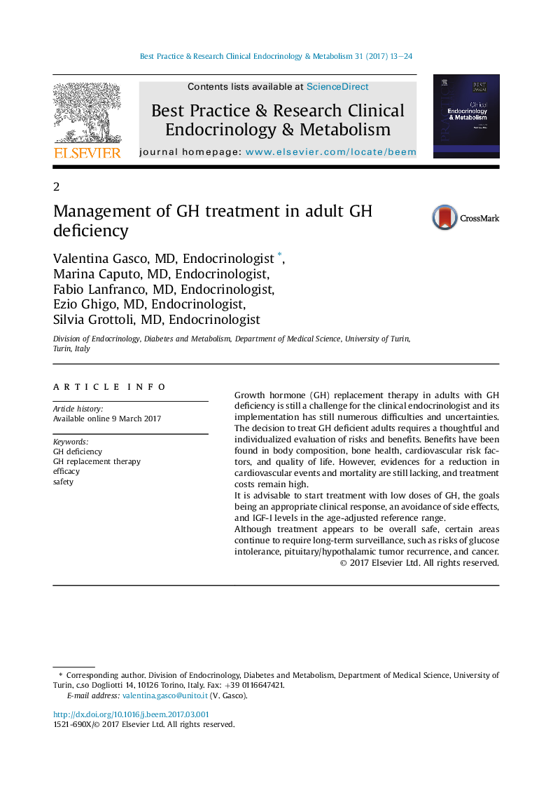 Management of GH treatment in adult GH deficiency