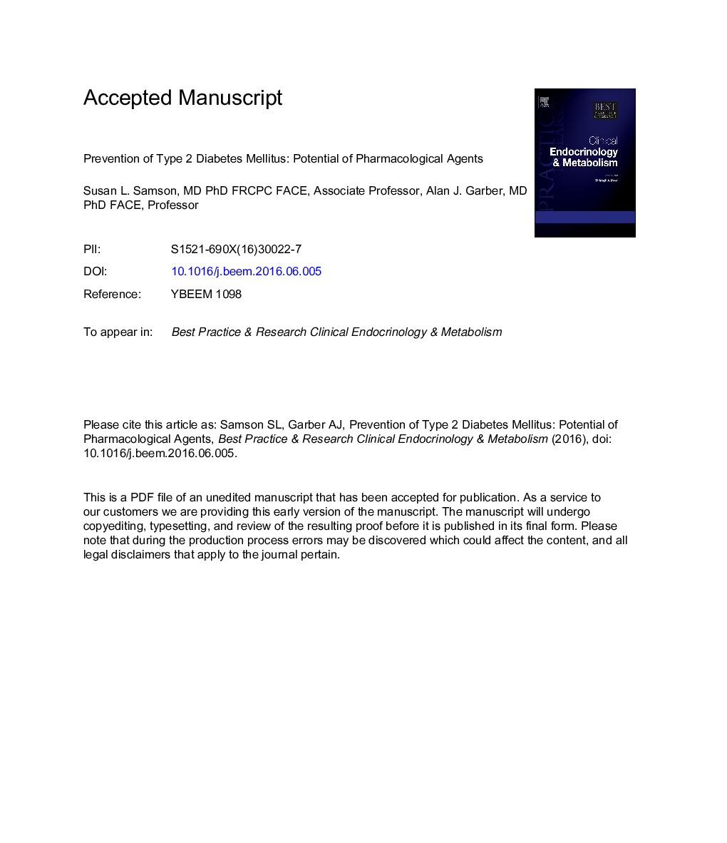 پیشگیری از دیابت نوع 2: پتانسیل عوامل دارویی 