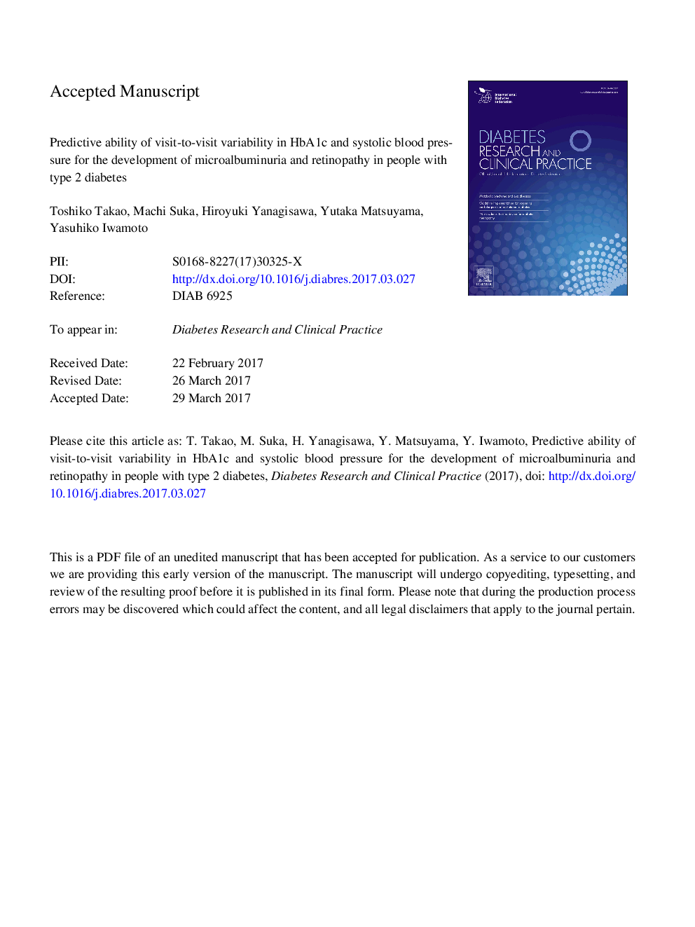 Predictive ability of visit-to-visit variability in HbA1c and systolic blood pressure for the development of microalbuminuria and retinopathy in people with type 2 diabetes