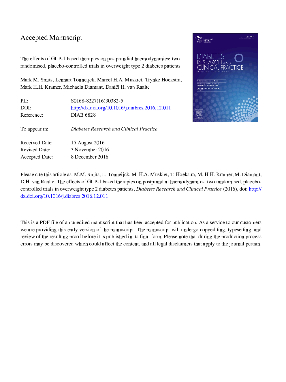 The effects of GLP-1 based therapies on postprandial haemodynamics: Two randomised, placebo-controlled trials in overweight type 2 diabetes patients