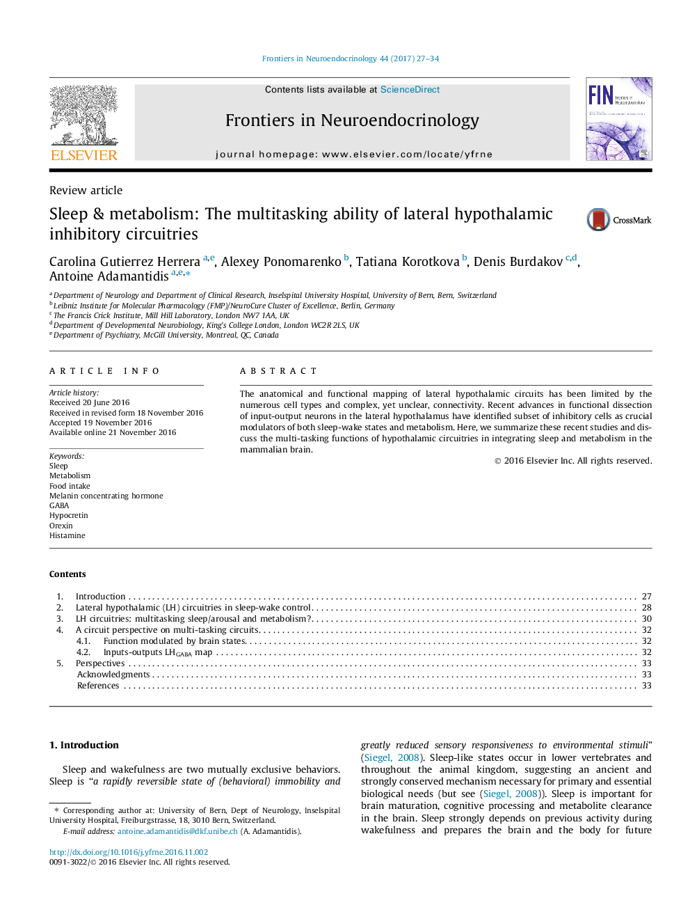 Sleep & metabolism: The multitasking ability of lateral hypothalamic inhibitory circuitries