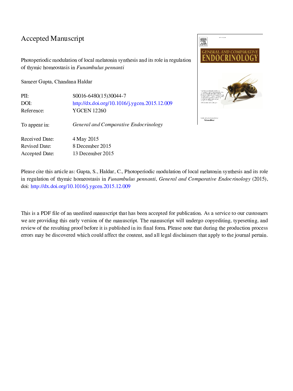 Photoperiodic modulation of local melatonin synthesis and its role in regulation of thymic homeostasis in Funambulus pennanti