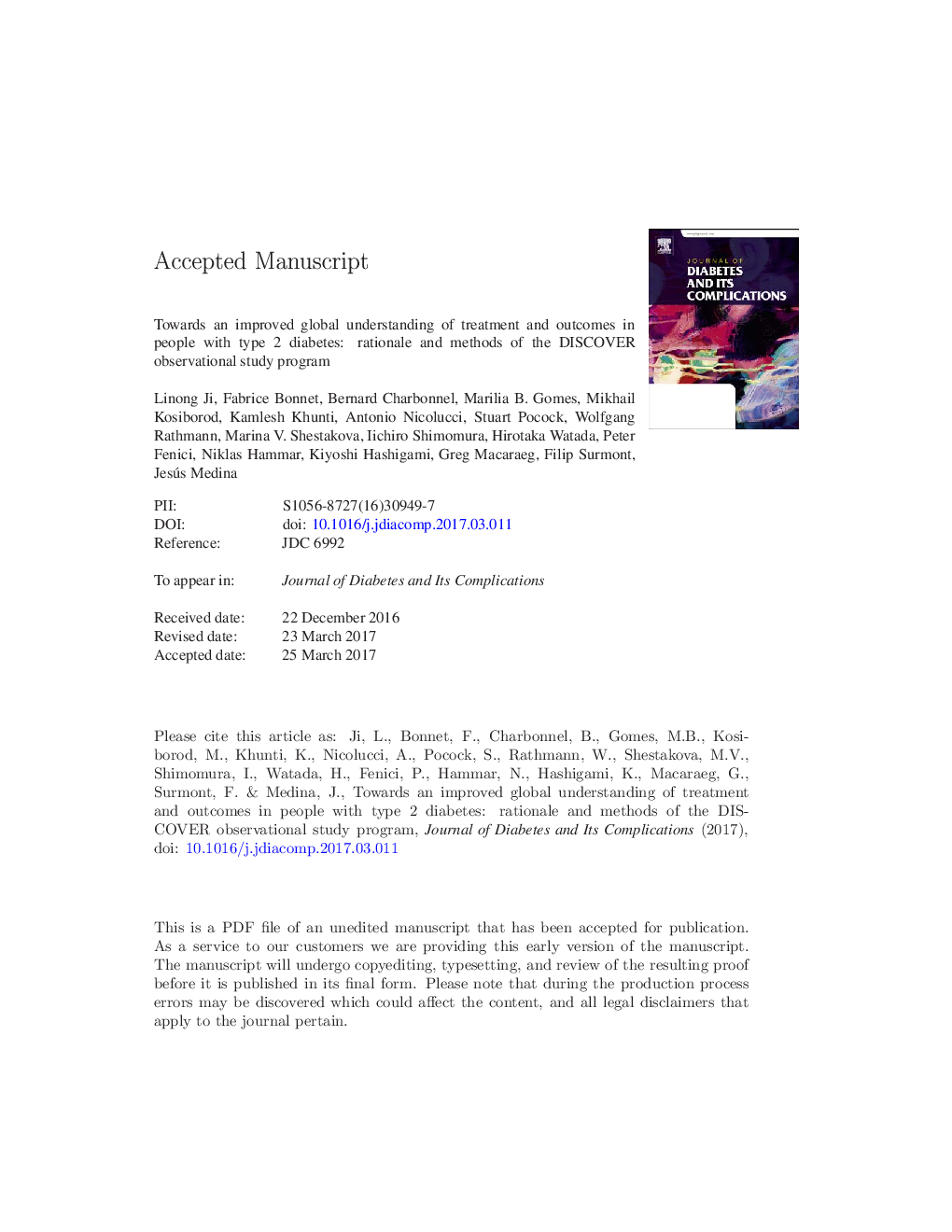 Towards an improved global understanding of treatment and outcomes in people with type 2 diabetes: Rationale and methods of the DISCOVER observational study program