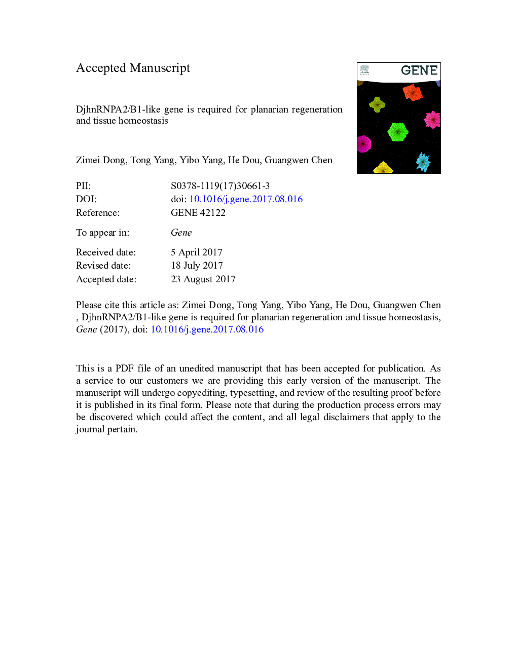 DjhnRNPA2/B1-like gene is required for planarian regeneration and tissue homeostasis