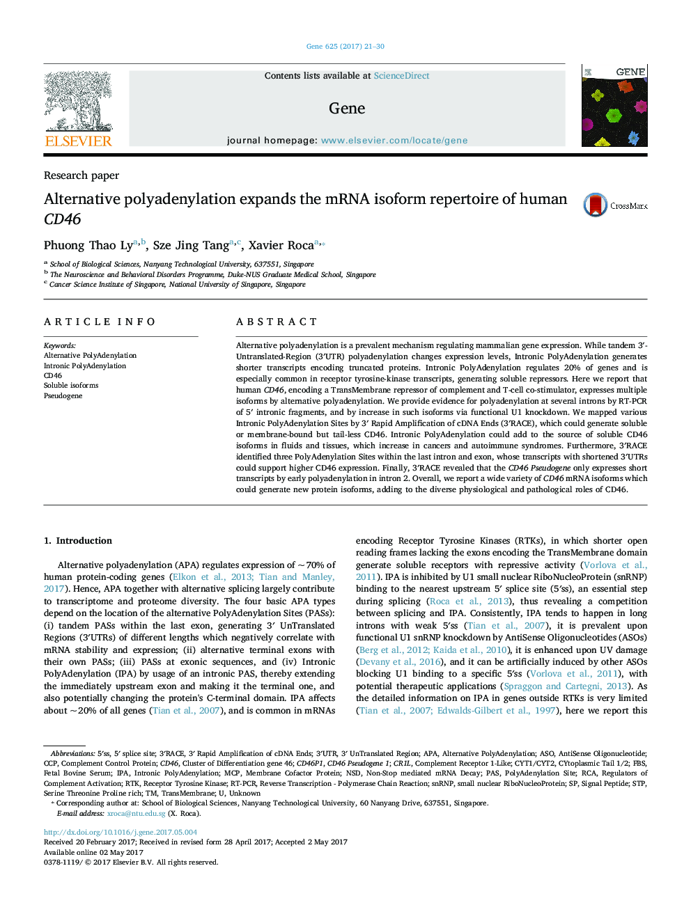 Alternative polyadenylation expands the mRNA isoform repertoire of human CD46