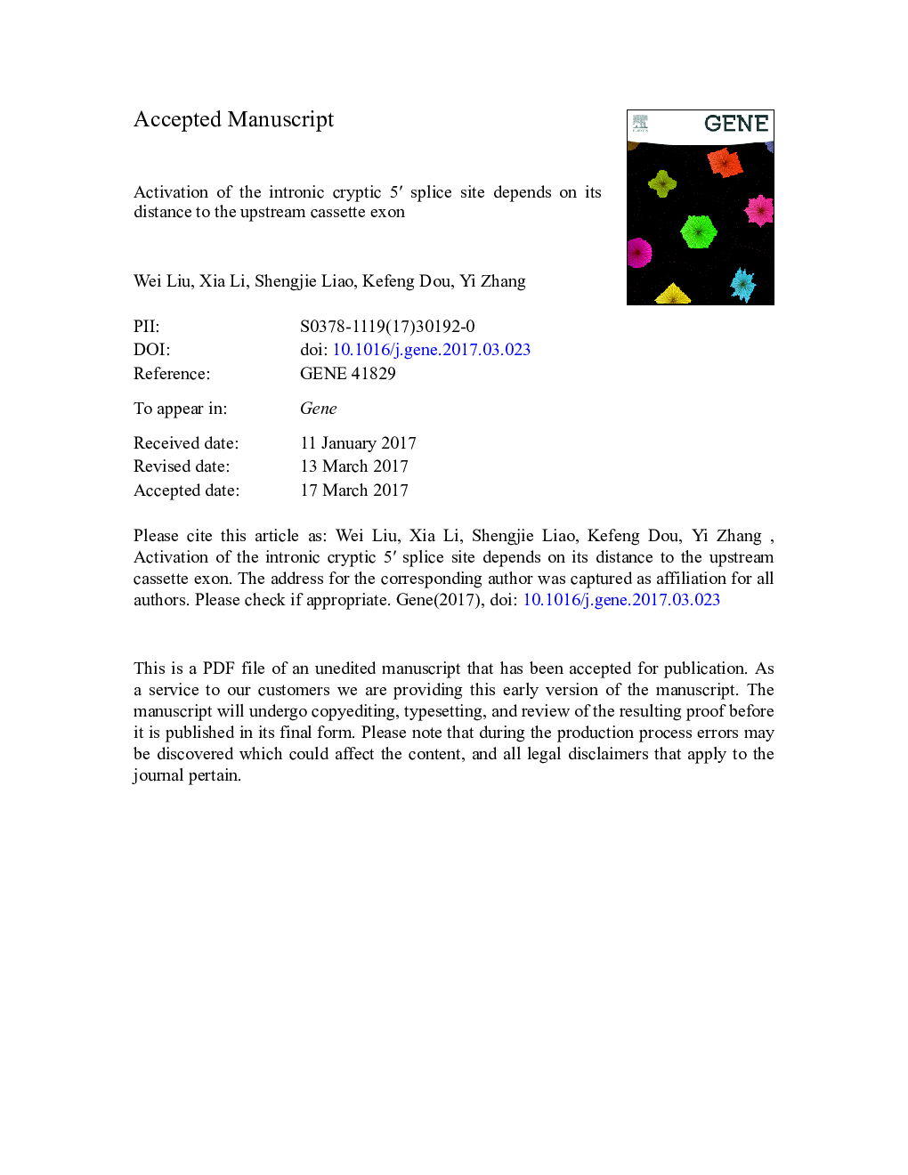 Activation of the intronic cryptic 5â² splice site depends on its distance to the upstream cassette exon