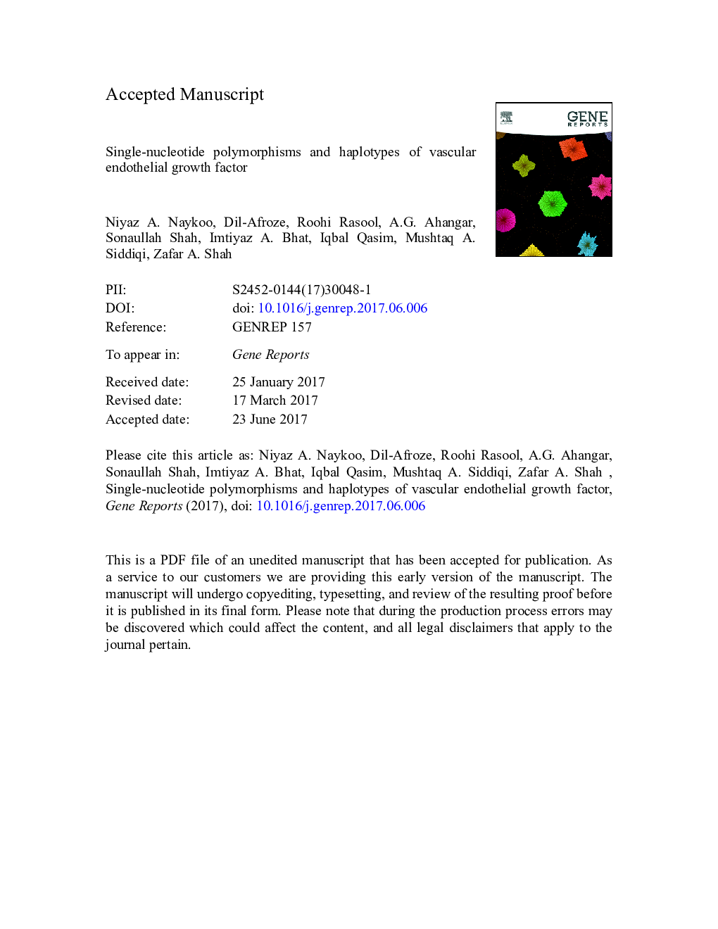 Single-nucleotide polymorphisms and haplotypes of vascular endothelial growth factor