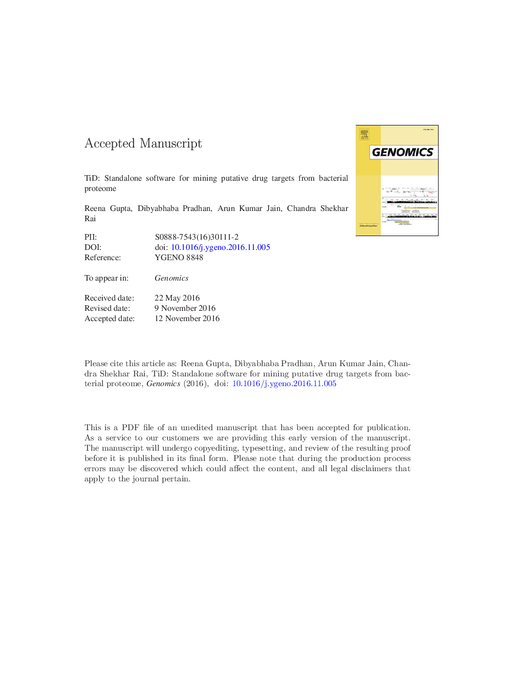 TiD: Standalone software for mining putative drug targets from bacterial proteome