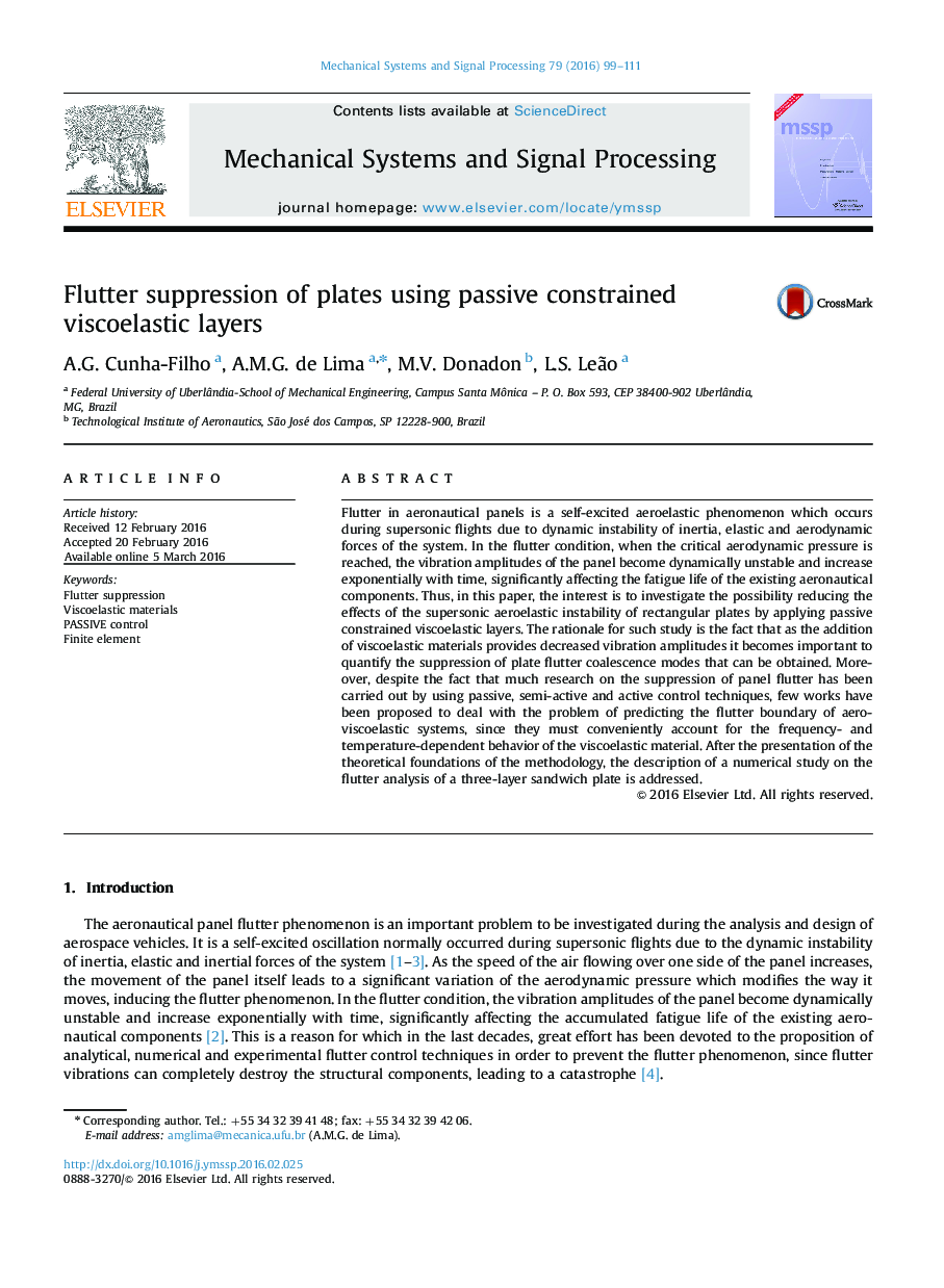 Flutter suppression of plates using passive constrained viscoelastic layers