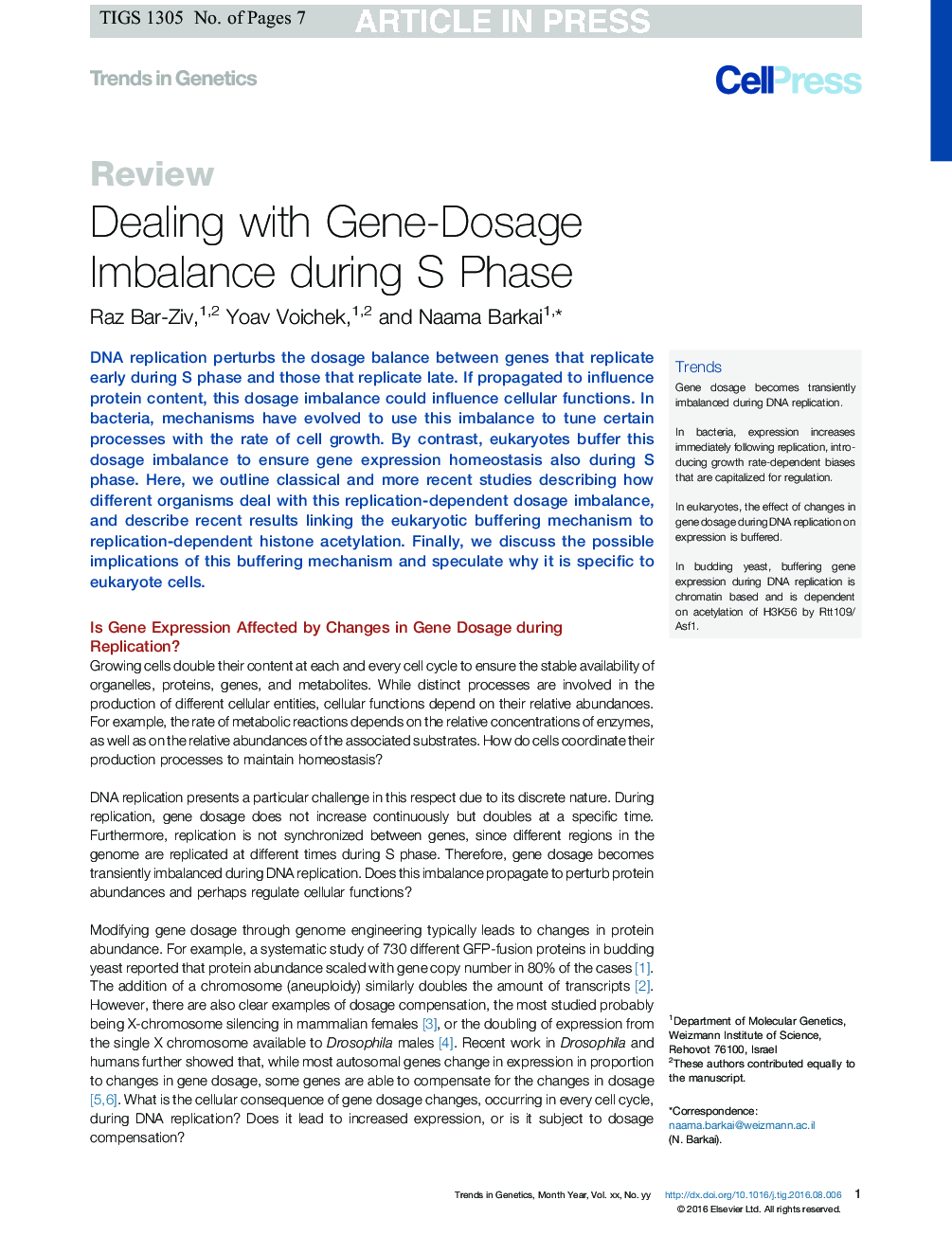 Dealing with Gene-Dosage Imbalance during S Phase