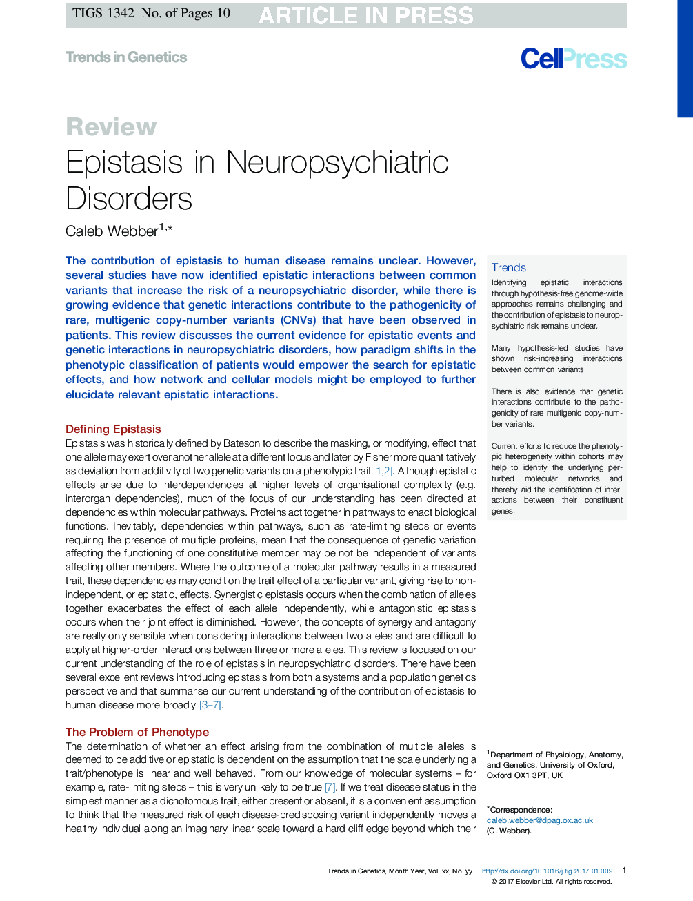 Epistasis in Neuropsychiatric Disorders