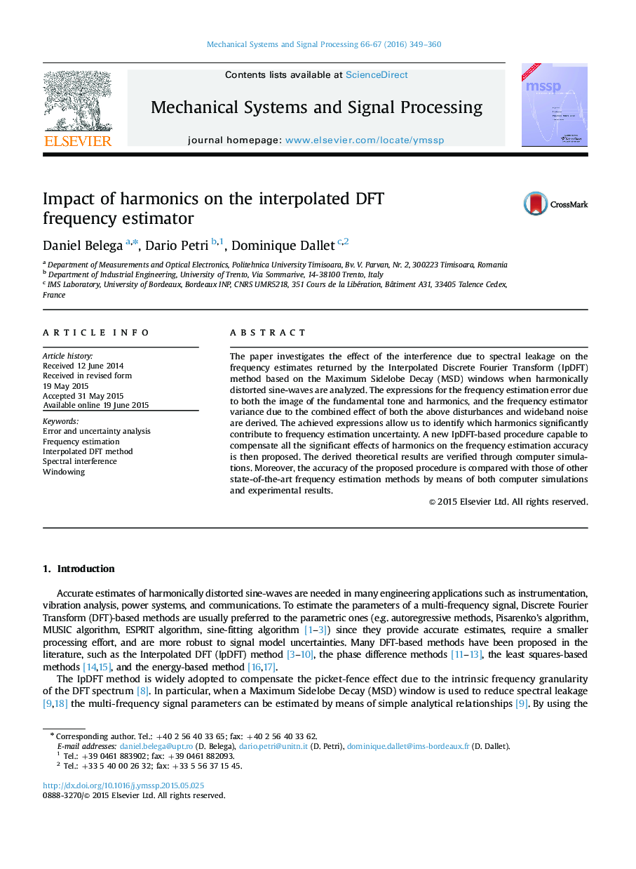 Impact of harmonics on the interpolated DFT frequency estimator