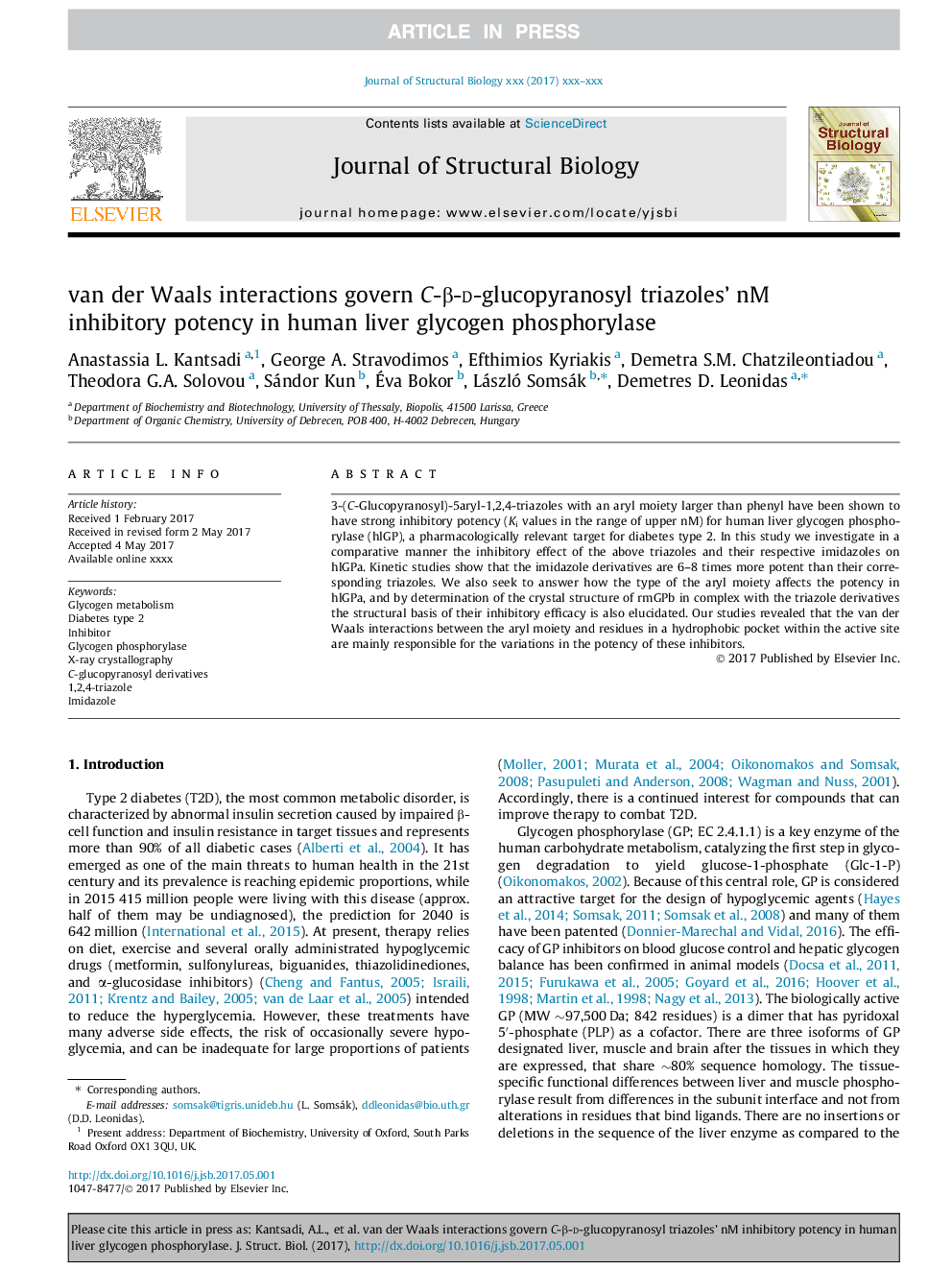 van der Waals interactions govern C-Î²-d-glucopyranosyl triazoles' nM inhibitory potency in human liver glycogen phosphorylase