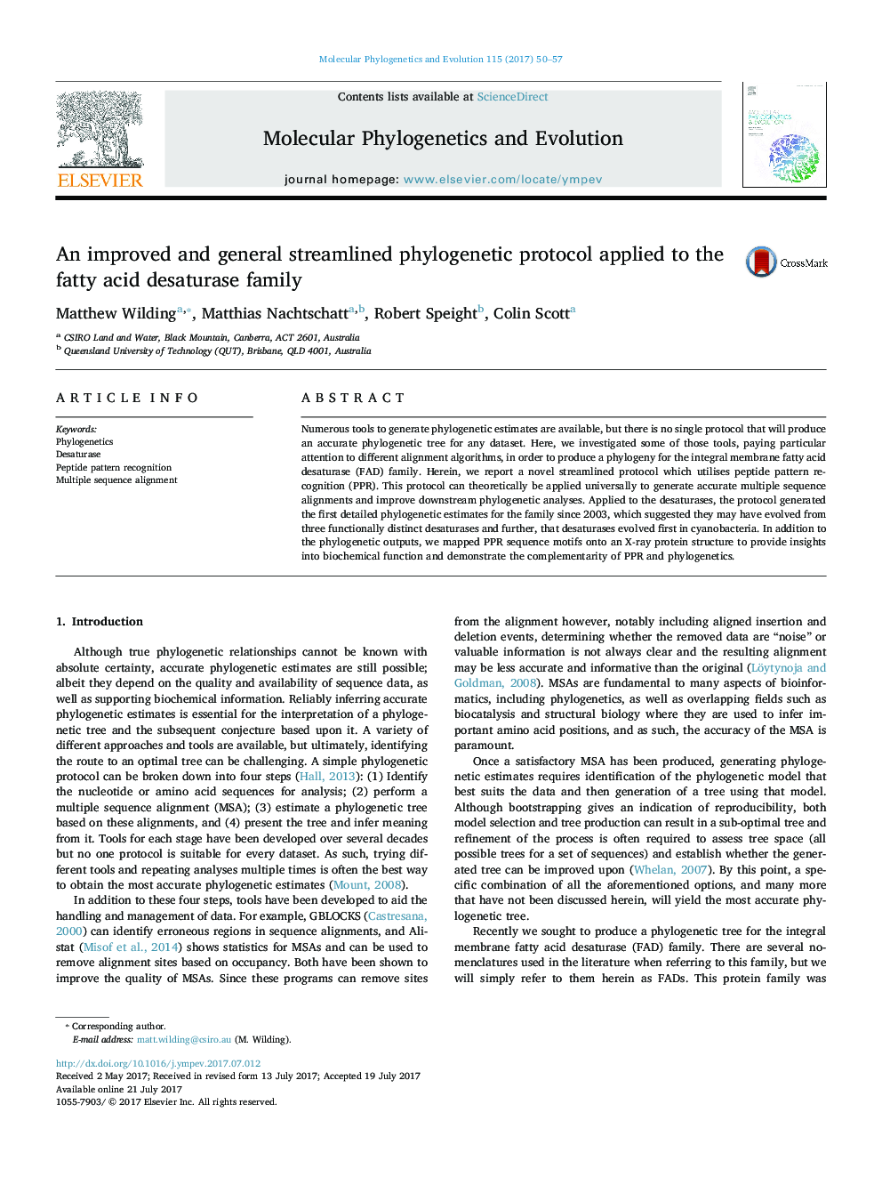 An improved and general streamlined phylogenetic protocol applied to the fatty acid desaturase family