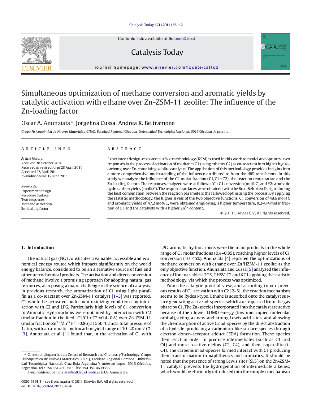 Simultaneous optimization of methane conversion and aromatic yields by catalytic activation with ethane over Zn-ZSM-11 zeolite: The influence of the Zn-loading factor