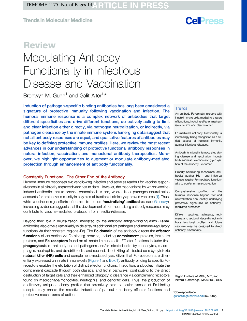 Modulating Antibody Functionality in Infectious Disease and Vaccination