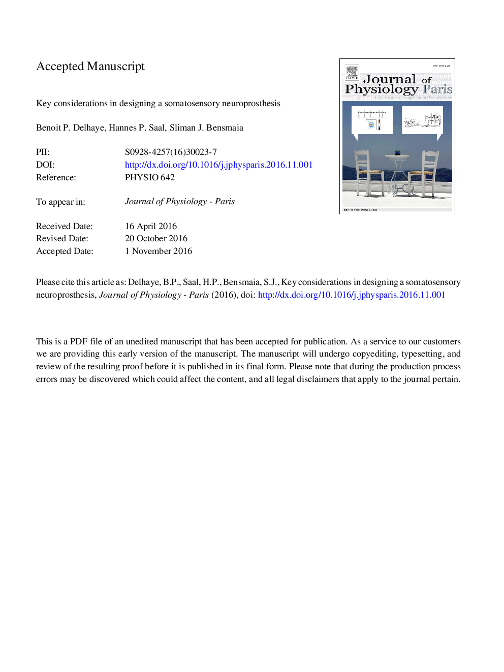 Key considerations in designing a somatosensory neuroprosthesis