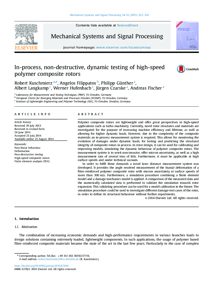 In-process, non-destructive, dynamic testing of high-speed polymer composite rotors