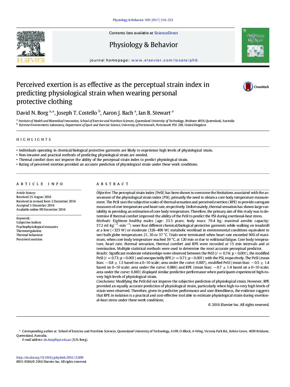 Perceived exertion is as effective as the perceptual strain index in predicting physiological strain when wearing personal protective clothing