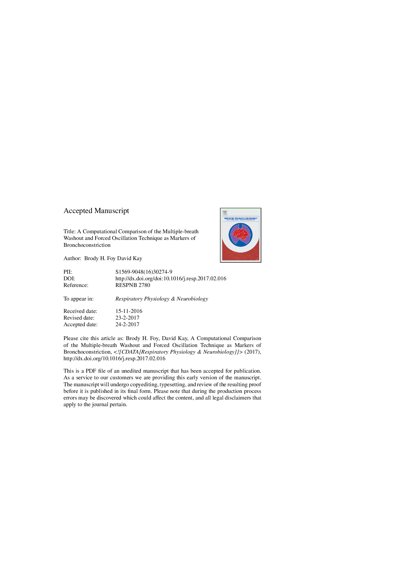 A computational comparison of the multiple-breath washout and forced oscillation technique as markers of bronchoconstriction