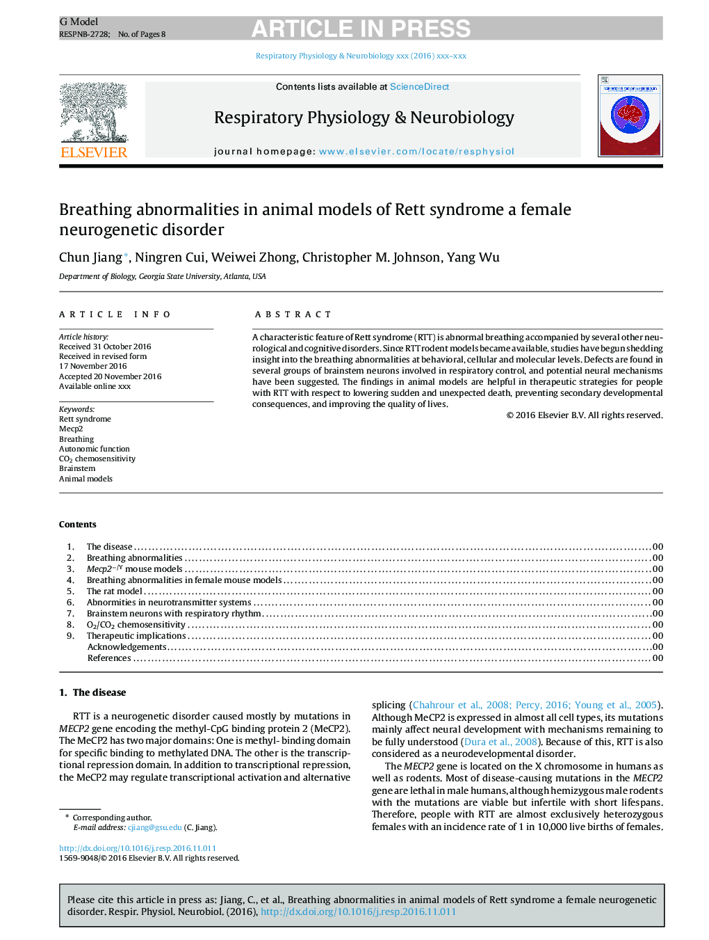 Breathing abnormalities in animal models of Rett syndrome a female neurogenetic disorder