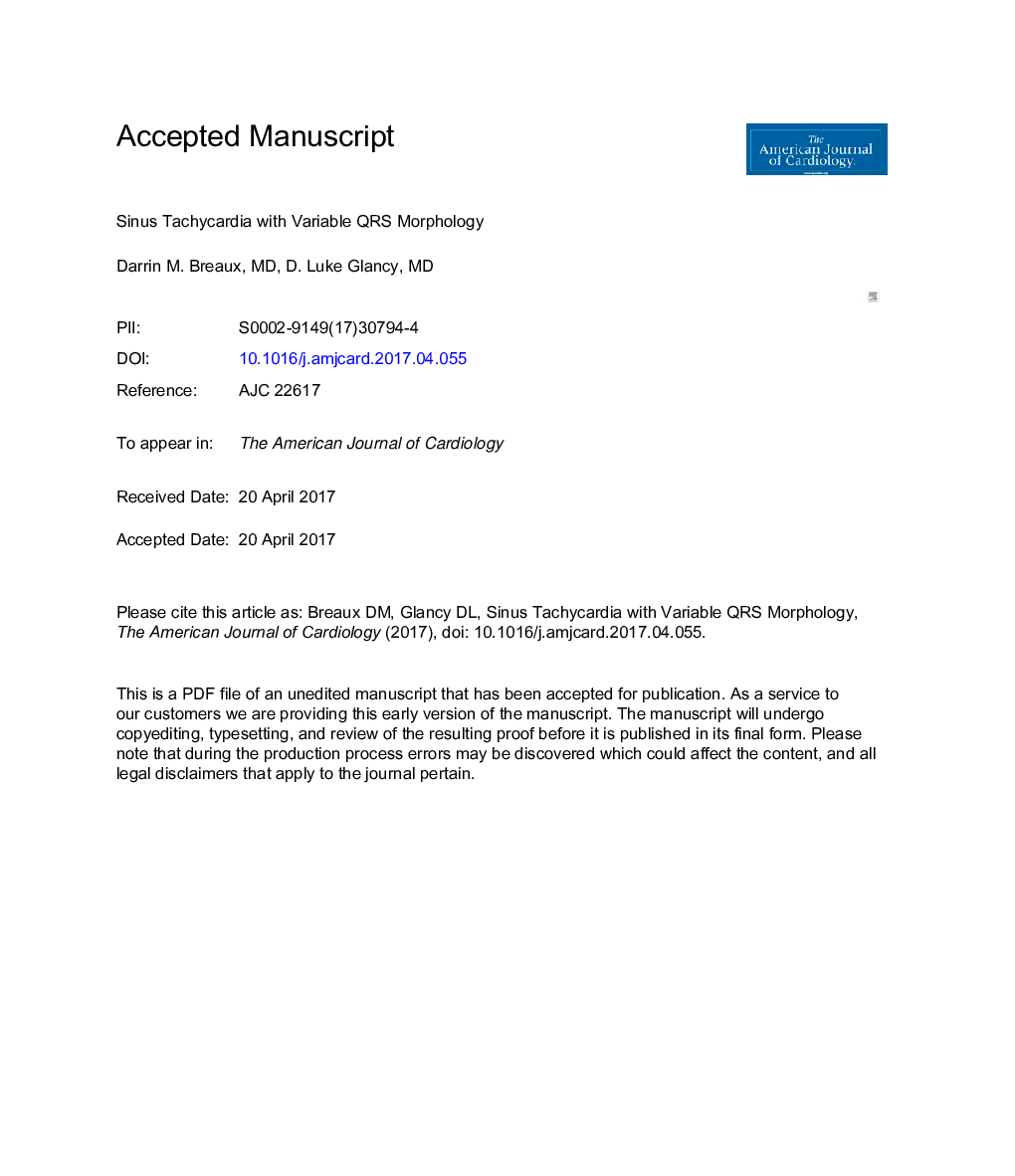 Sinus Tachycardia With Variable QRS Morphology