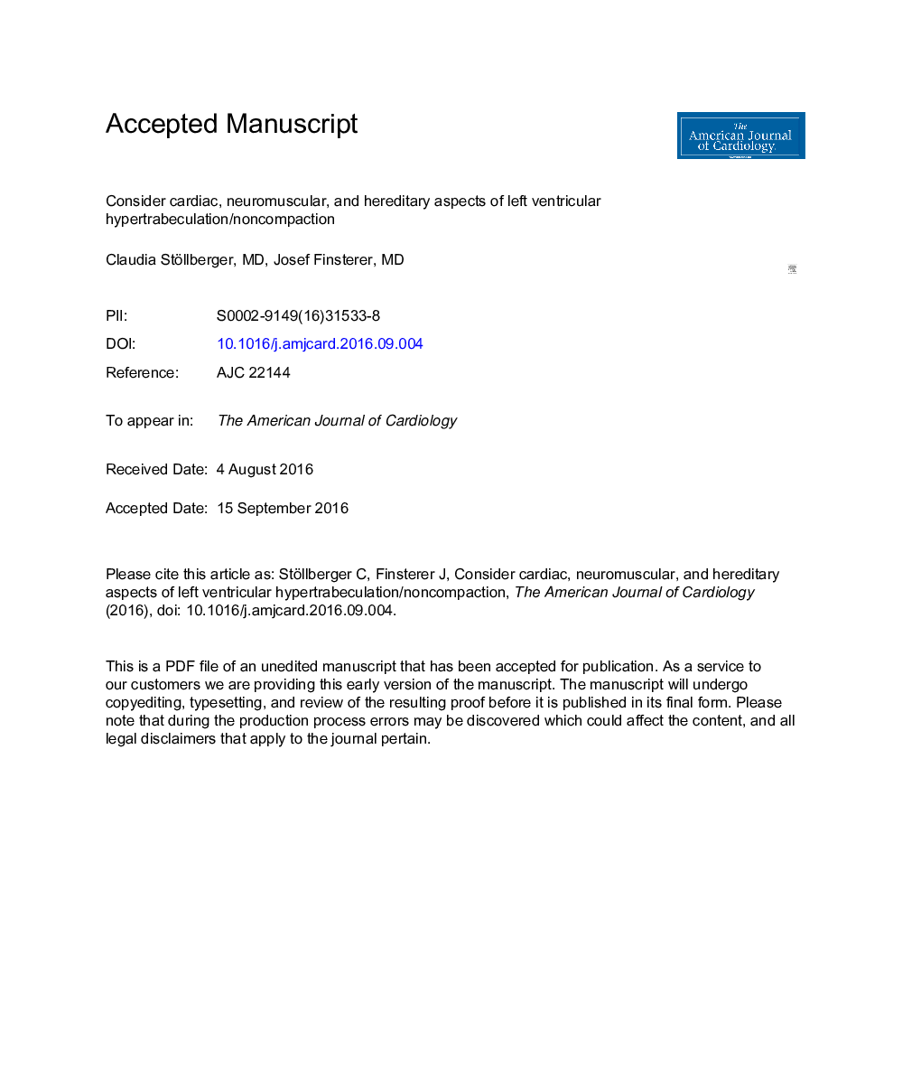 عکس صفحه اول مقاله: Consider Cardiac, Neuromuscular, and Hereditary Aspects of Left Ventricular Hypertrabeculation or Noncompaction Consider Cardiac, Neuromuscular, and Hereditary Aspects of Left Ventricular Hypertrabeculation or Noncompaction