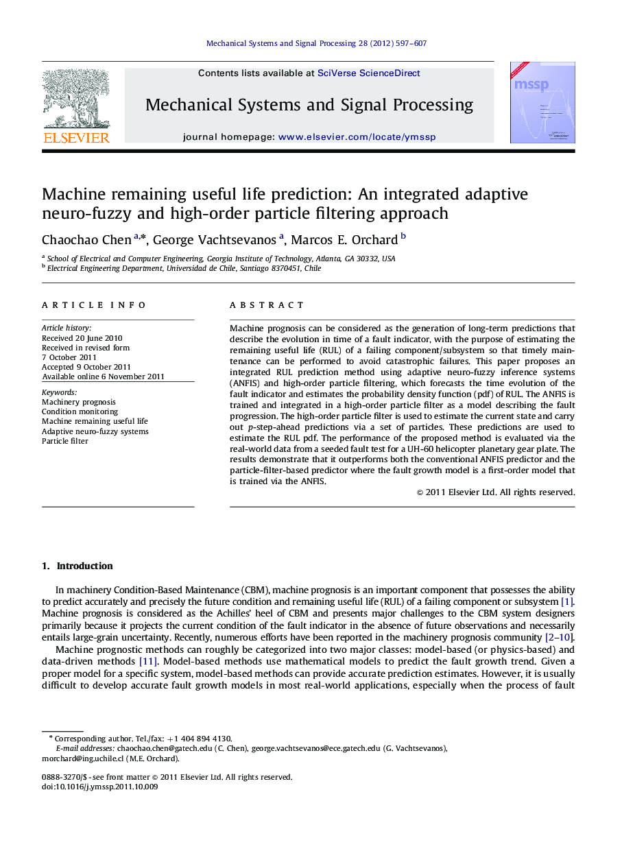 Machine remaining useful life prediction: An integrated adaptive neuro-fuzzy and high-order particle filtering approach