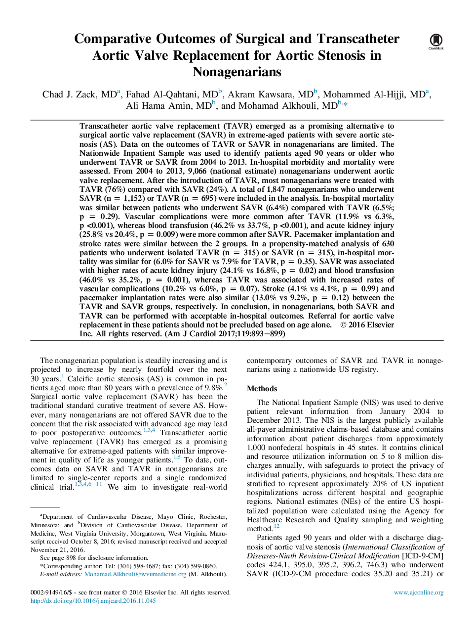 نتایج حاصل از مقایسه جراحی و انتقال کاتتر آئورت دریچه آئورت در افراد غیرخانواده 