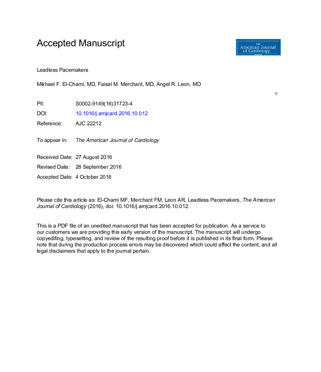 Leadless Pacemakers