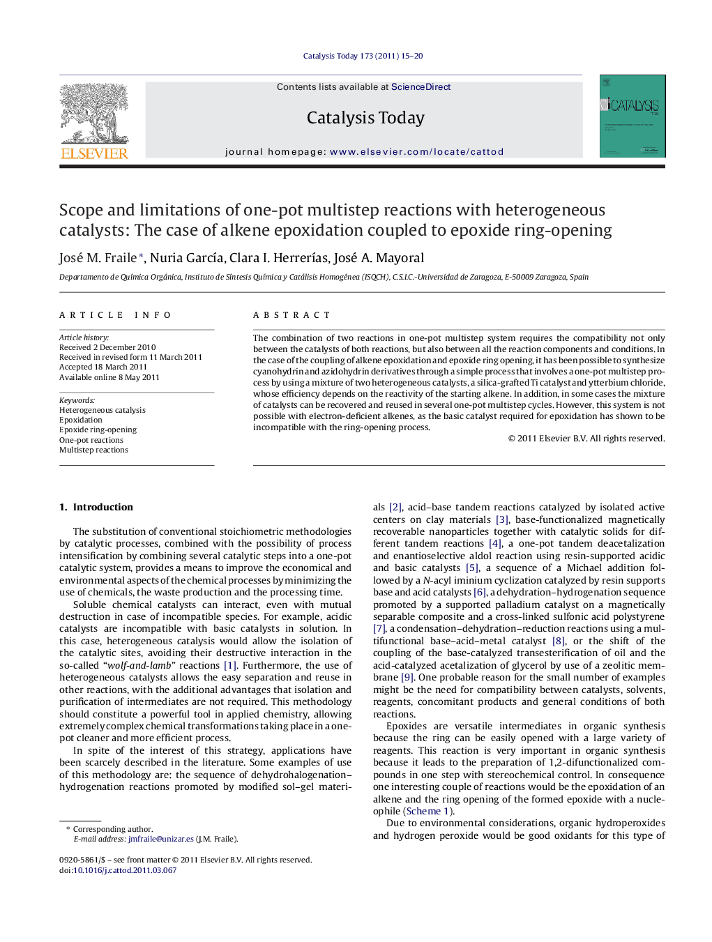 Scope and limitations of one-pot multistep reactions with heterogeneous catalysts: The case of alkene epoxidation coupled to epoxide ring-opening