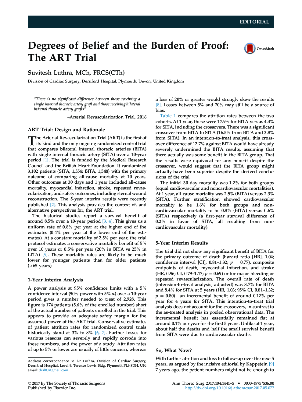 Degrees of Belief and the Burden of Proof: The ART Trial