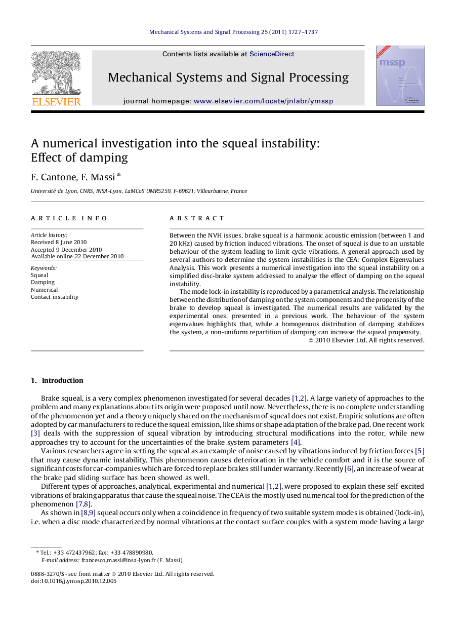 A numerical investigation into the squeal instability: Effect of damping