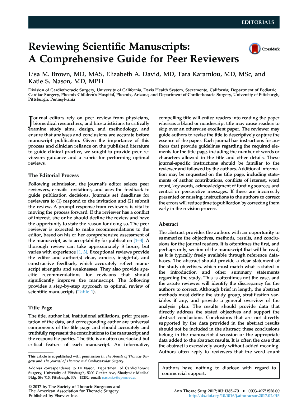 Reviewing Scientific Manuscripts: A Comprehensive Guide for Peer Reviewers