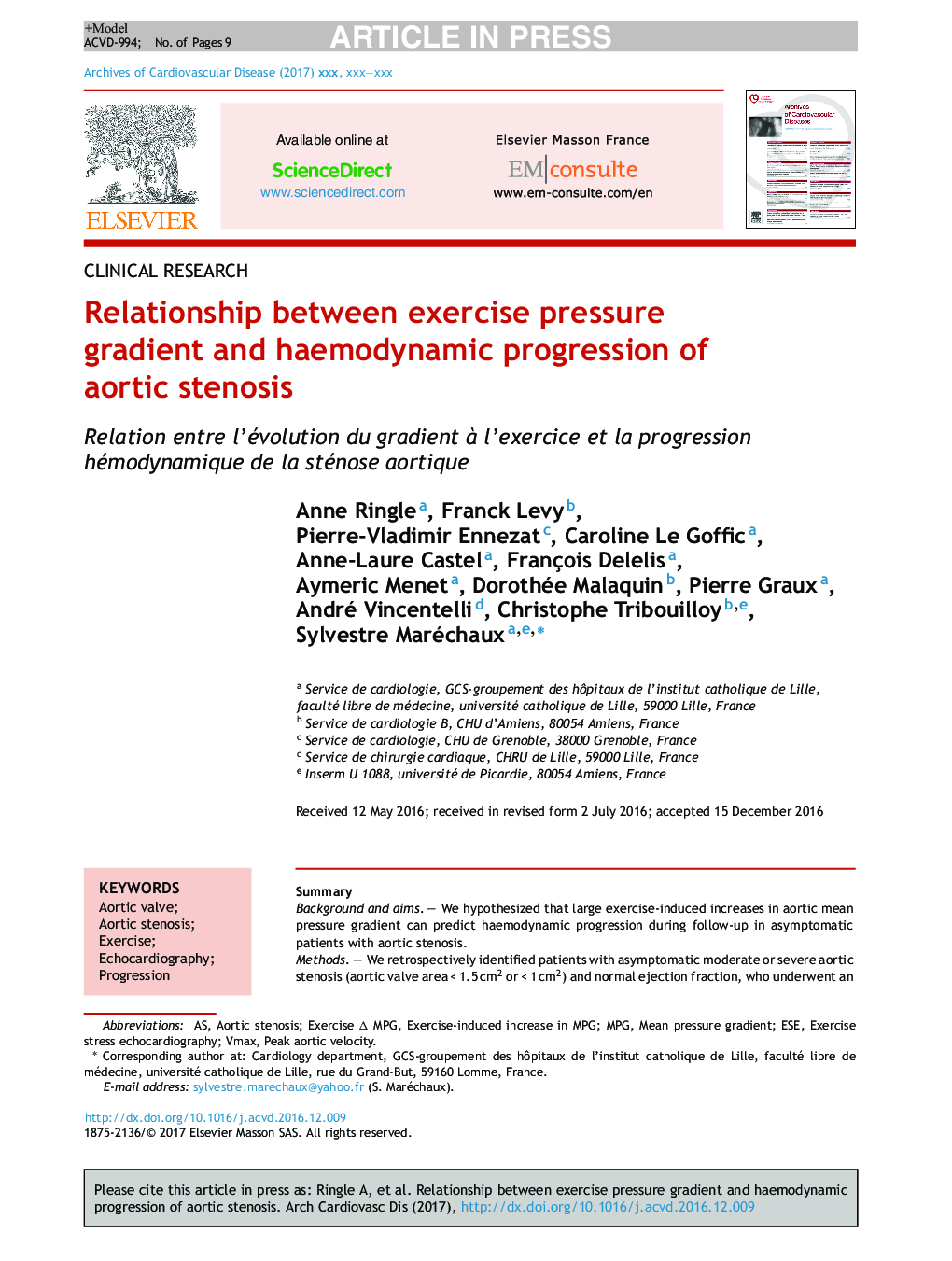 Relationship between exercise pressure gradient and haemodynamic progression of aortic stenosis