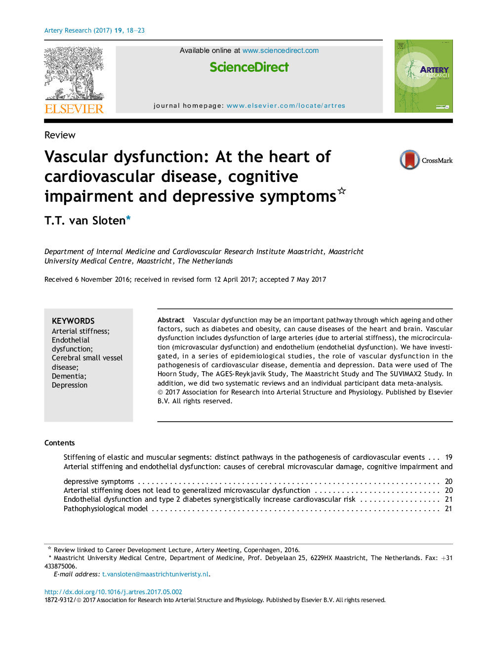 Vascular dysfunction: At the heart of cardiovascular disease, cognitive impairment and depressive symptoms