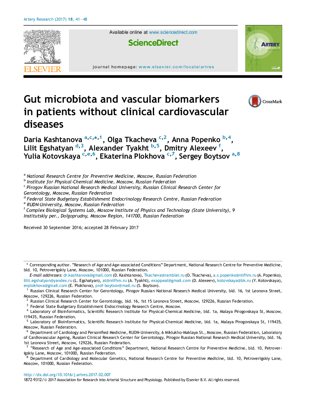 Gut microbiota and vascular biomarkers in patients without clinical cardiovascular diseases