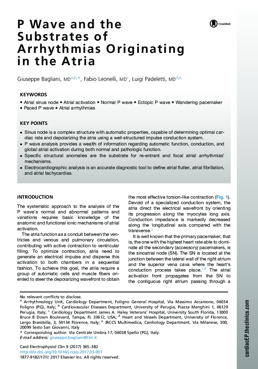P Wave and the Substrates of Arrhythmias Originating inÂ theÂ Atria