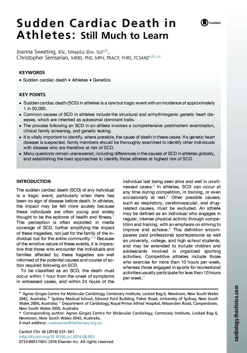 Sudden Cardiac Death in Athletes