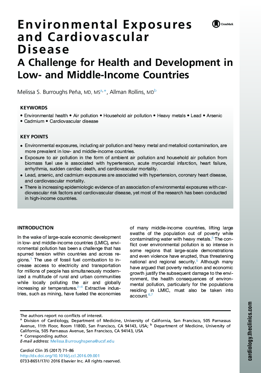 Environmental Exposures and Cardiovascular Disease