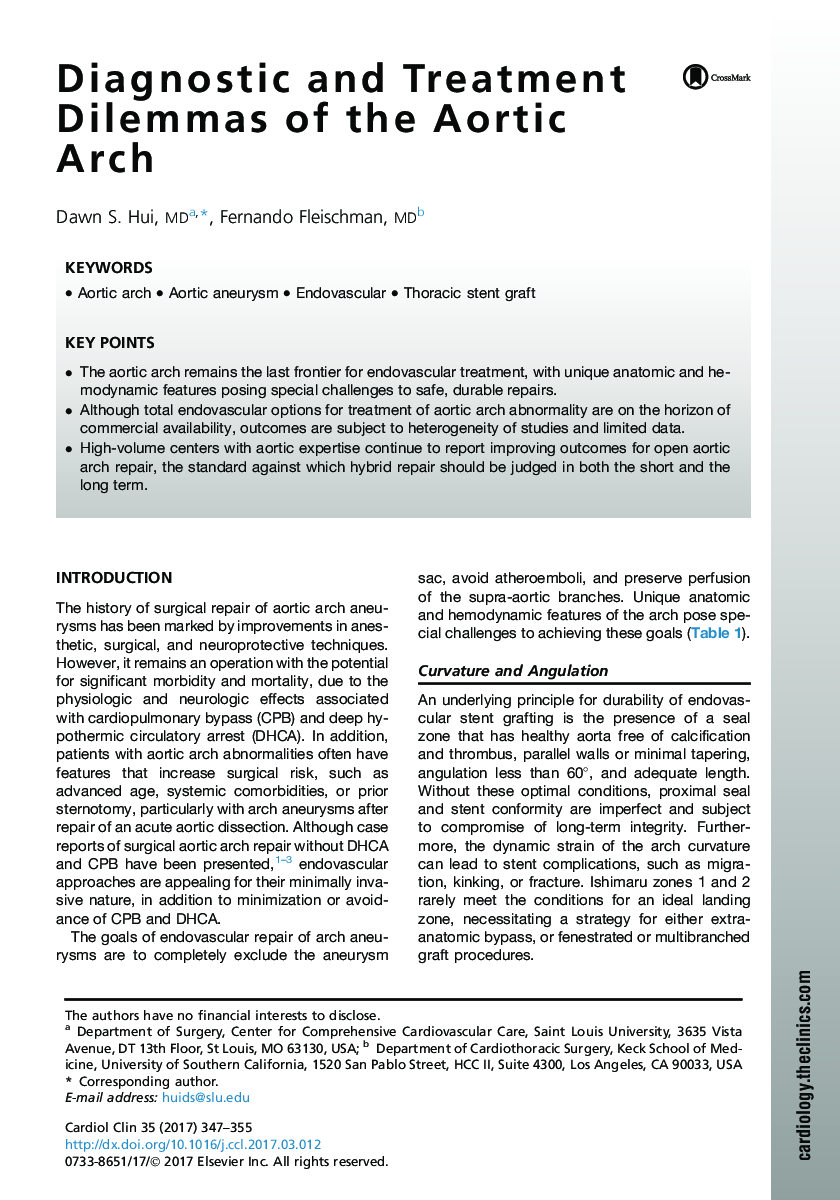 Diagnostic and Treatment Dilemmas of the Aortic Arch