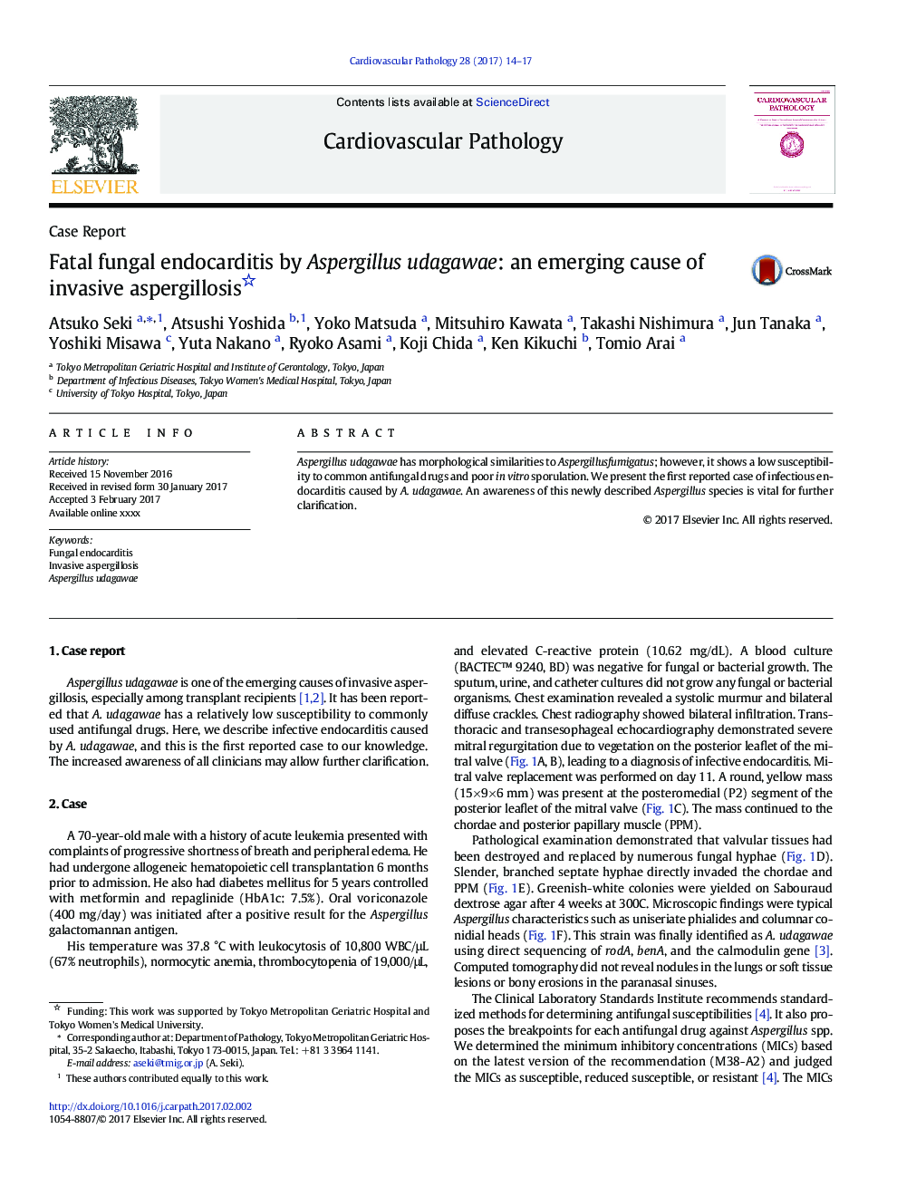 Fatal fungal endocarditis by Aspergillus udagawae: an emerging cause of invasive aspergillosis