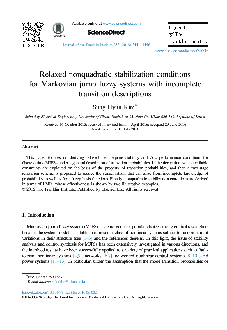 Relaxed nonquadratic stabilization conditions for Markovian jump fuzzy systems with incomplete transition descriptions