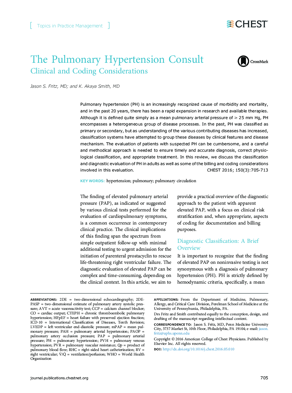 Topics in Practice ManagementThe Pulmonary Hypertension Consult: Clinical and Coding Considerations