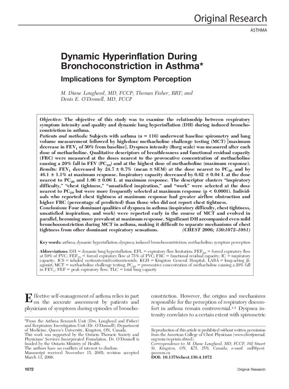 Dynamic Hyperinflation During Bronchoconstriction in Asthma